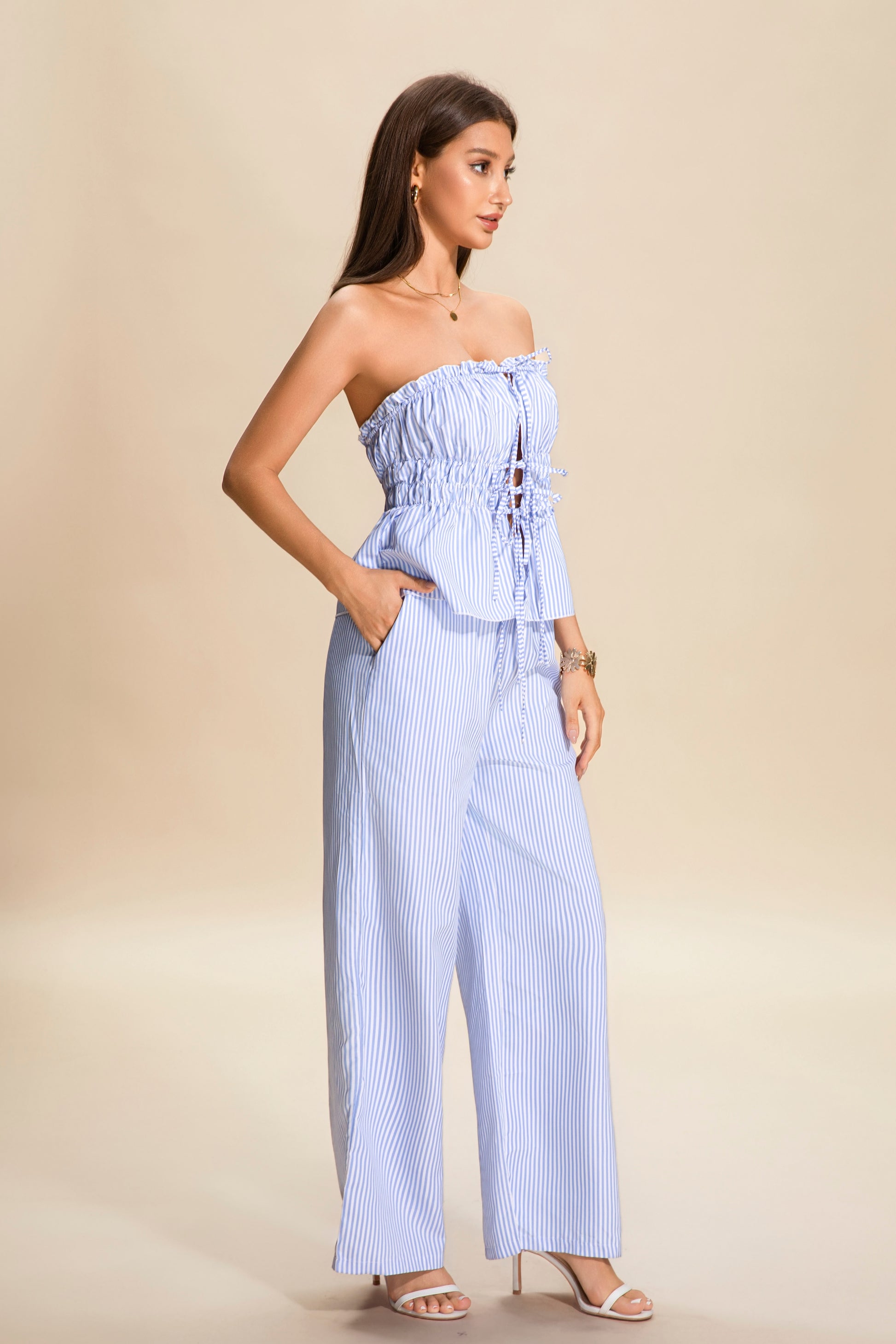 Catalina Pinstripe Two Piece