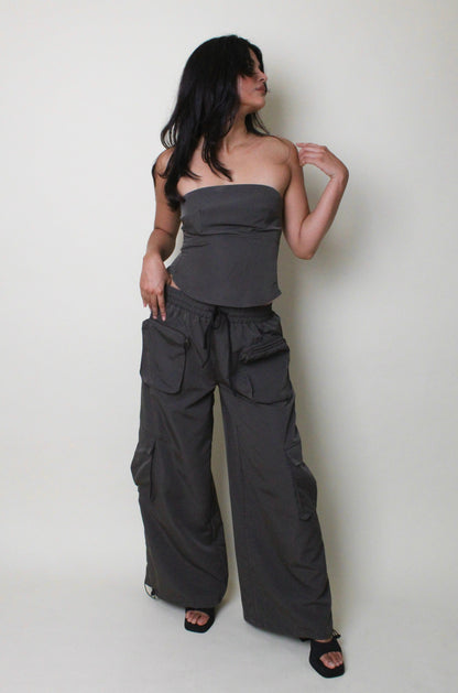 Slate Wide Leg Cargo