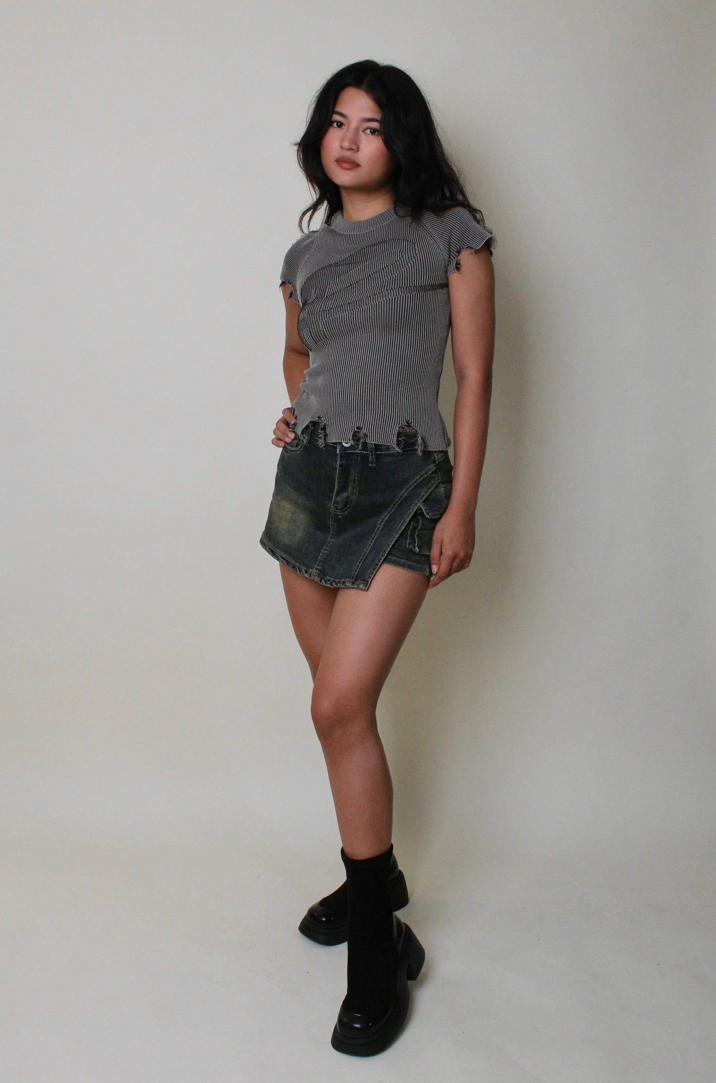 Saddle Denim Skort