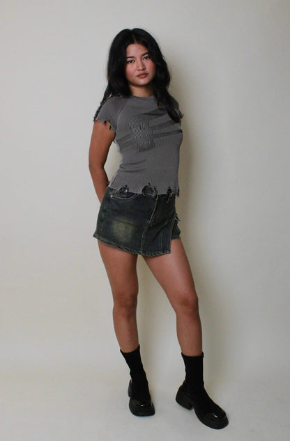 Saddle Denim Skort