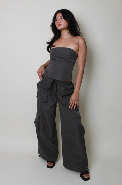 Slate Wide Leg Cargo